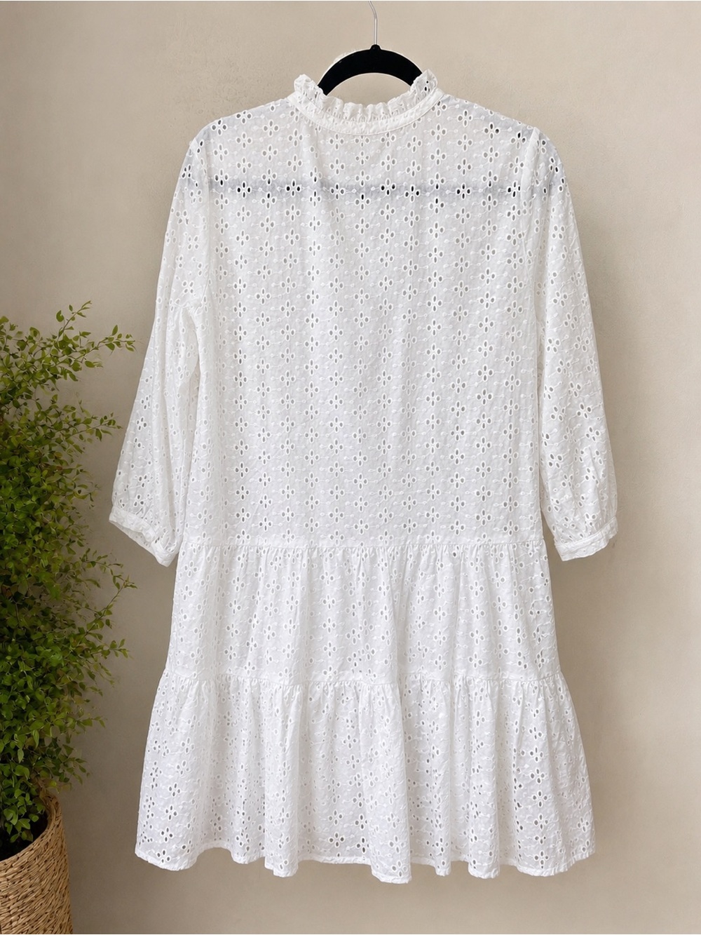 NWT Tommy Hilfiger White Eyelet Tiered Cover Up Slip Dress Boho Cottagecore S-4 - Picture 4 of 7